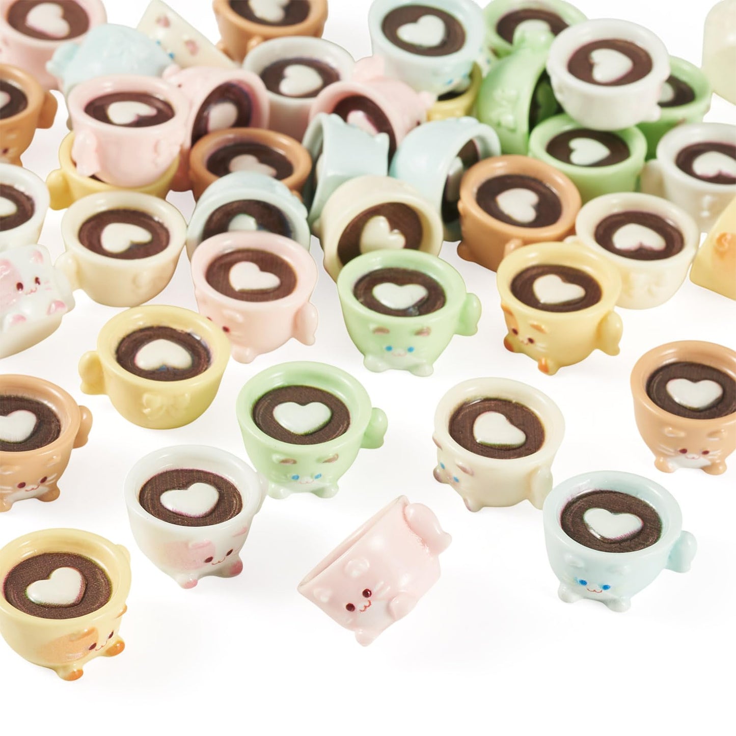 Craftdady 42Pcs Mini Resin Coffee Cups Charms Cute Cat Cup Charms Miniature Coffee Mug Tiny Drink Ornaments 7 Colors for DIY Earring Keychain Necklace Jewelry Making 18.5x20.5mm