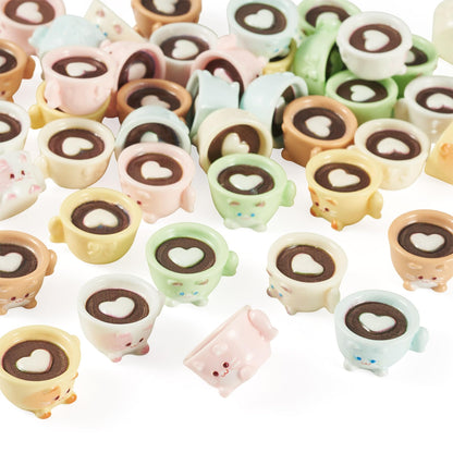 Craftdady 42Pcs Mini Resin Coffee Cups Charms Cute Cat Cup Charms Miniature Coffee Mug Tiny Drink Ornaments 7 Colors for DIY Earring Keychain Necklace Jewelry Making 18.5x20.5mm