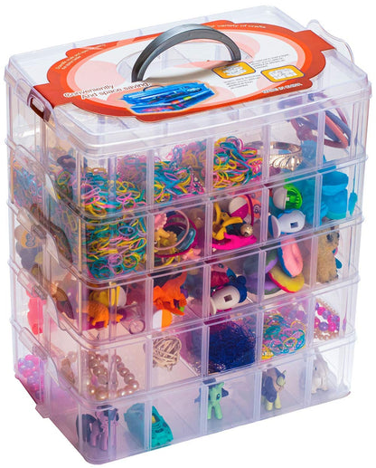 Sooyee 5 Layers Stackable Storage Container Clear 50 Adjustable Compartments,Compatible with Small Toys Arts and Crafts Piping Tips Hardware Storage Organizer