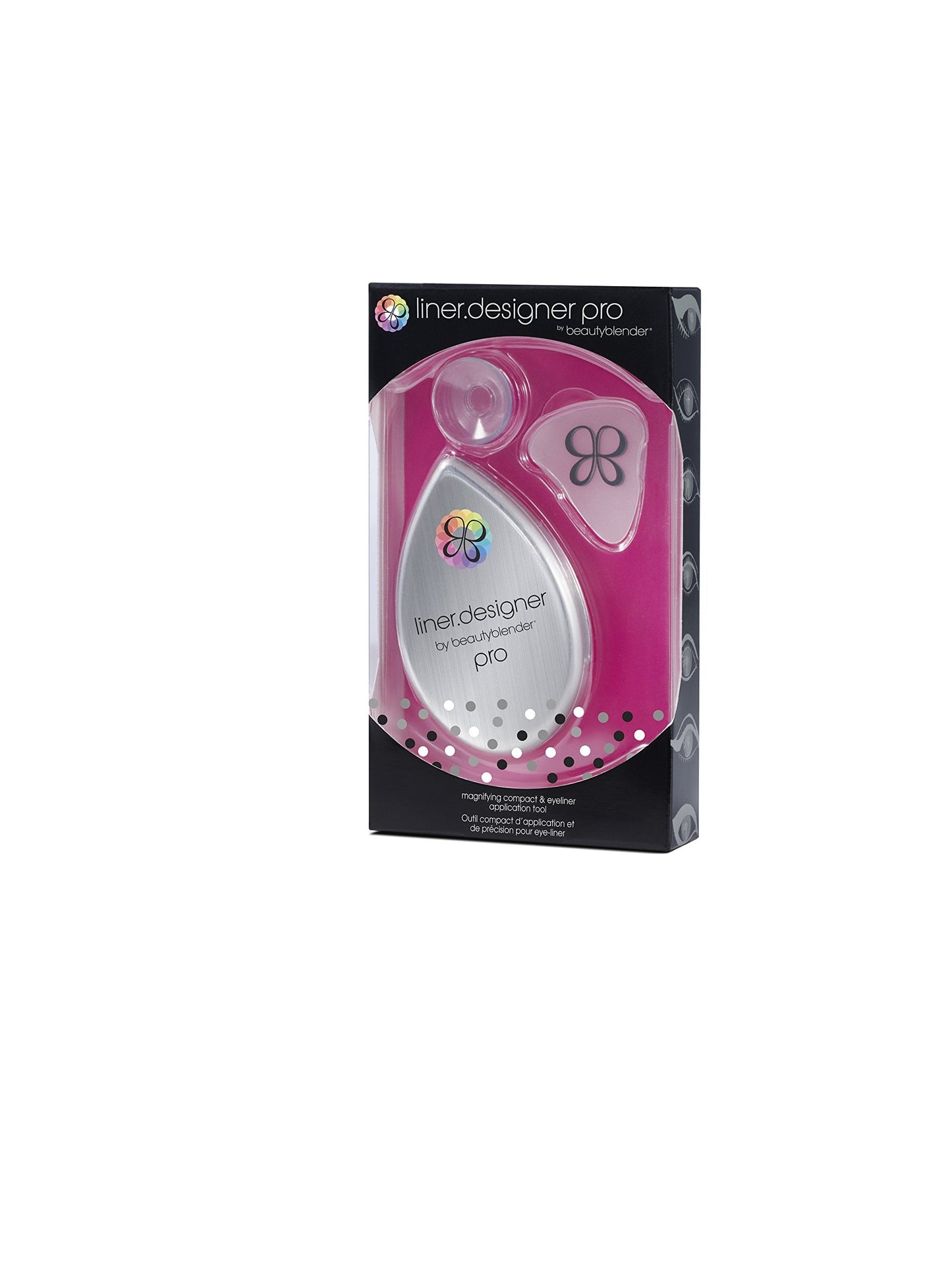 beautyblender® | Liner Designer Pro Beauty Blender Triple-Edged Eyeliner & Eye Pencil Guide, Includes Magnifying Mirror & Suction Cup, For Eye Pencil, Gel Cream, Liquid Liner and Powder Formula