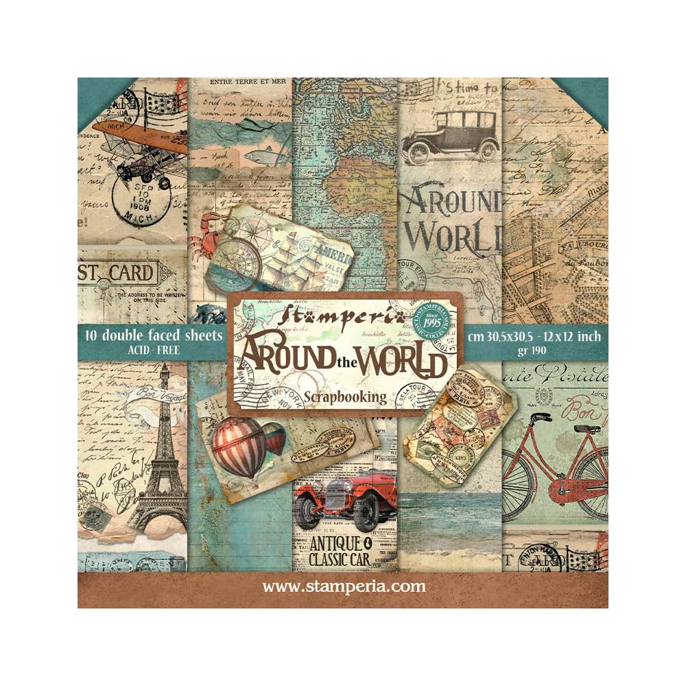 Stamperia Intl Scrapbooking Paper, Multi-Colored 10 Pack