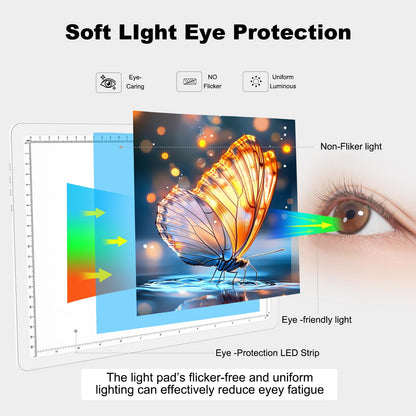 Elice Rechargeable A4 Light Pad for Diamond Painting, Magnetic LED Light Board with Physical Button, Super Bright Diamond Art Light Pad, Ultra-Thin Light Box for Tracing, Weeding Vinyl, Artists -White