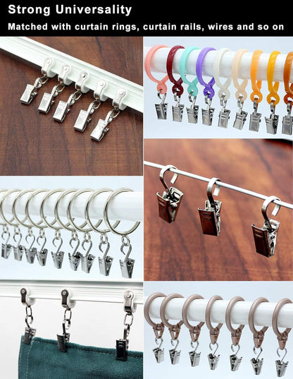 Coideal Small Curtain Clips for Hanging, 25 Pack Stainless Steel Fabric Hooks for RV Canopy Accessory