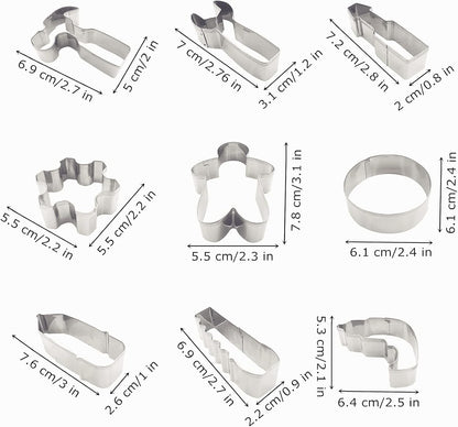 Mini Construction Tools Cookie Cutters Set of 9 pcs, Stainless Steel Hardware Tools Shaped Fondant Baking Molds