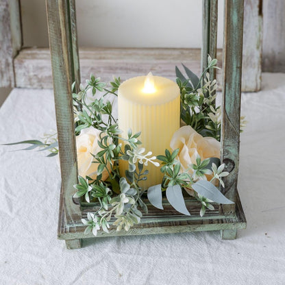Youshe 4 Pcs Artificial Rose Candle Ring, Valentine's Day Candle Rings Wreaths Mini Floral Garland Wedding Table Pillar Centerpiece for Xmas Home Farmhouse Party Candle Holder Décor (Champagne)