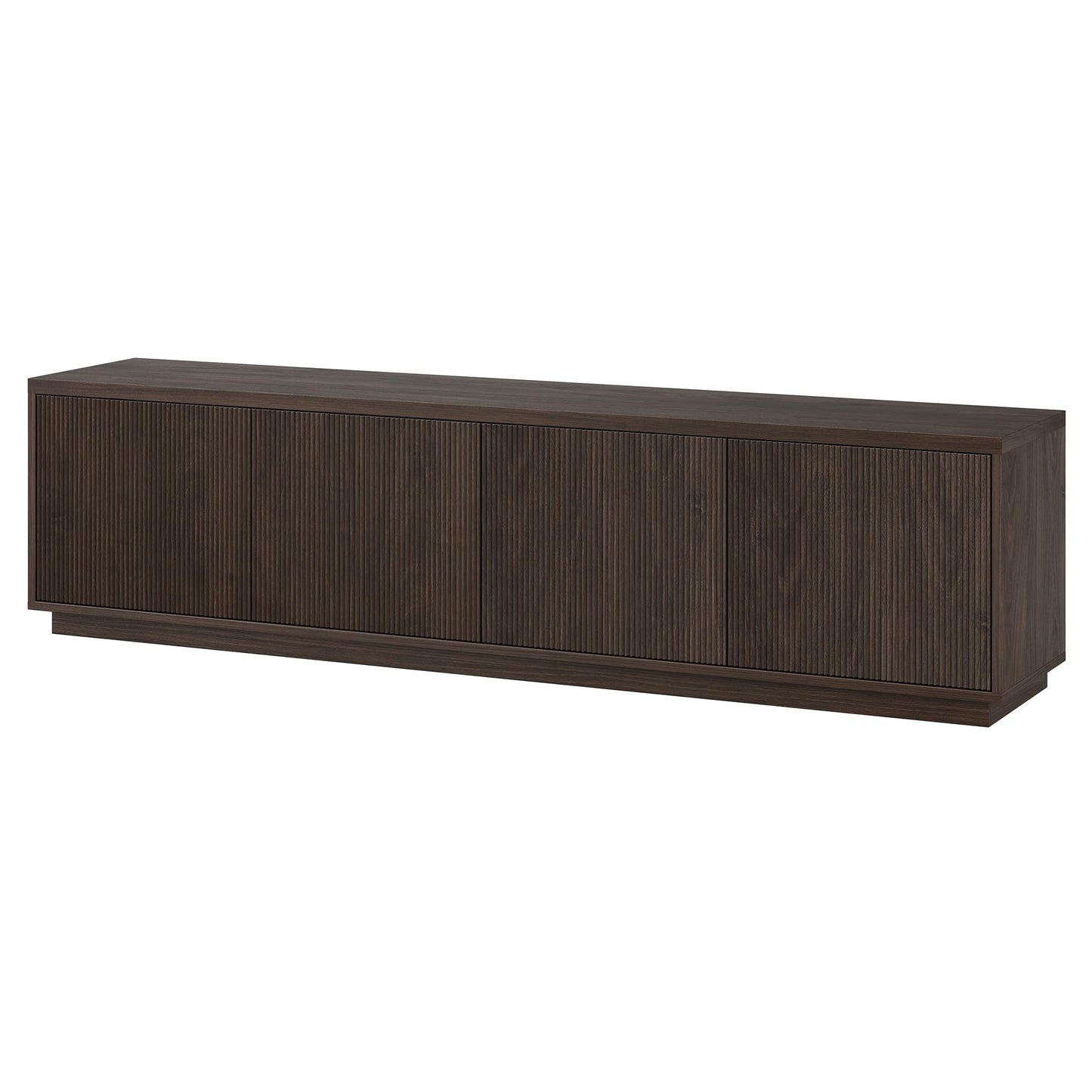 Henn&Hart Fluted TV Stand for TVs up to 85" with 2 Concealed Ribbed Storage Cabinets and Adjustable Shelves for Living Room, Family Room, or Office, Rich Brown