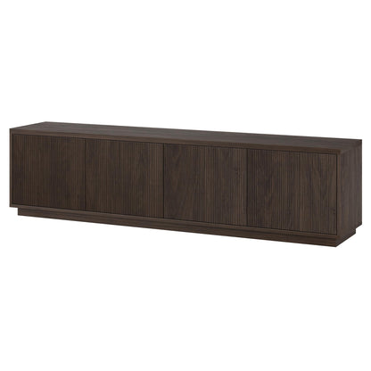 Henn&Hart Fluted TV Stand for TVs up to 85" with 2 Concealed Ribbed Storage Cabinets and Adjustable Shelves for Living Room, Family Room, or Office, Rich Brown