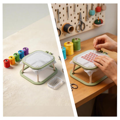 Multi-Functional Double Embroidery Stand, Portable Embroidery Stand for Cross Stitch, Needlework & Quilting, Suitable for Tabletop or Lap Use, Green