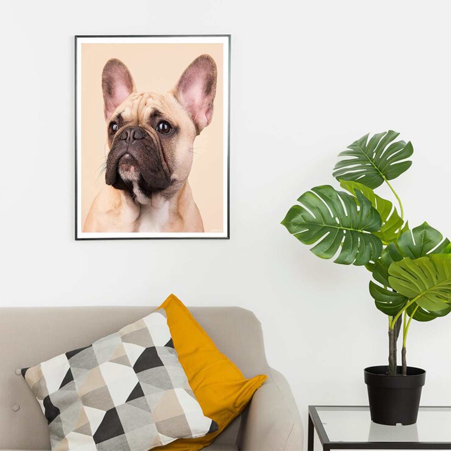 French Bulldog DIY 5D Diamond Painting Kit for Adults Beginner Animal Round Full Drill Resin Beads Diamond Dots Art Craft Home Wall Decoration Set 12x16 inch