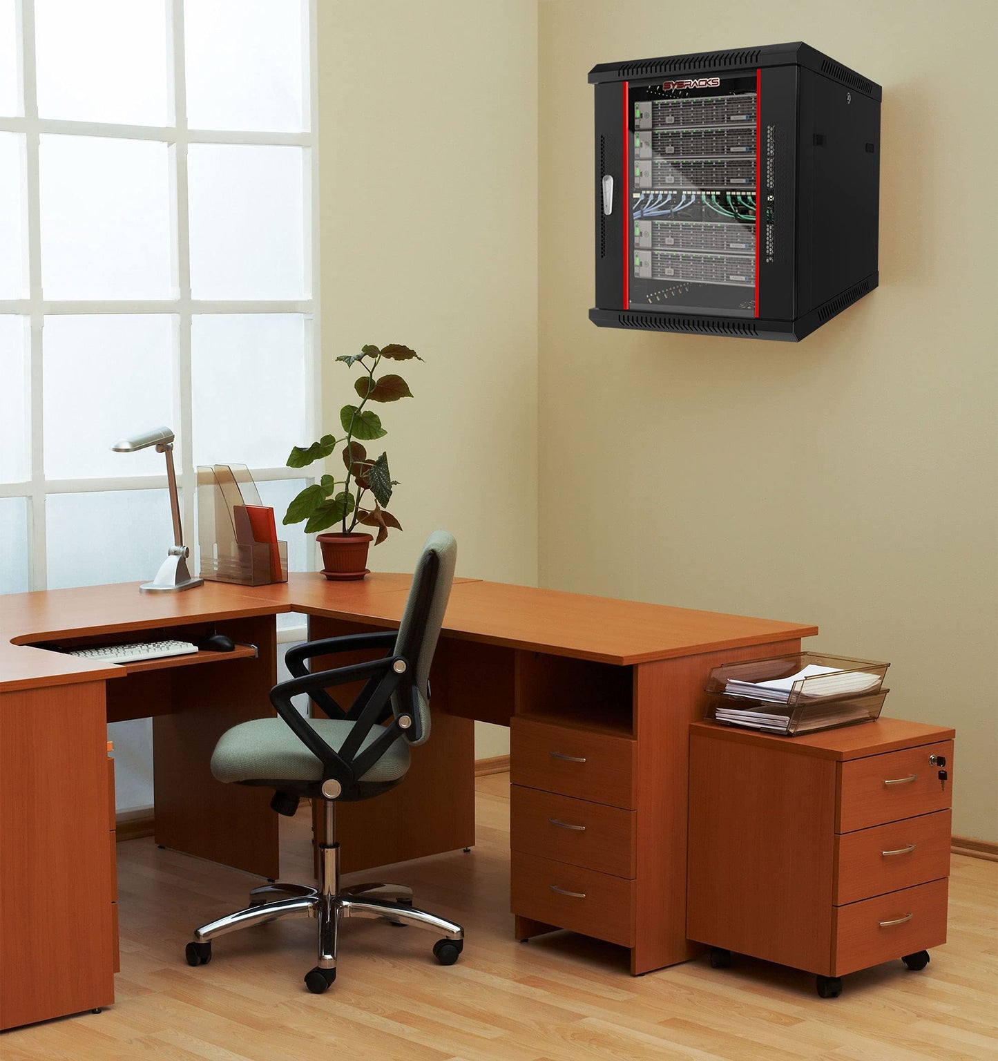 15U Wall Mount Server Rack Cabinet, 19” Locking Network Rack, 24” Deep, Glass Door, with Fan, PDU and Shelf
