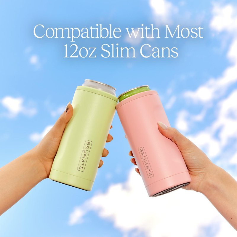 BrüMate Hopsulator Slim Can Cooler Insulated for 12oz Slim Cans | Skinny Can Insulated Stainless Steel Drink Holder for Hard Seltzer, Beer, Soda, and Energy Drinks (Matte Gray)