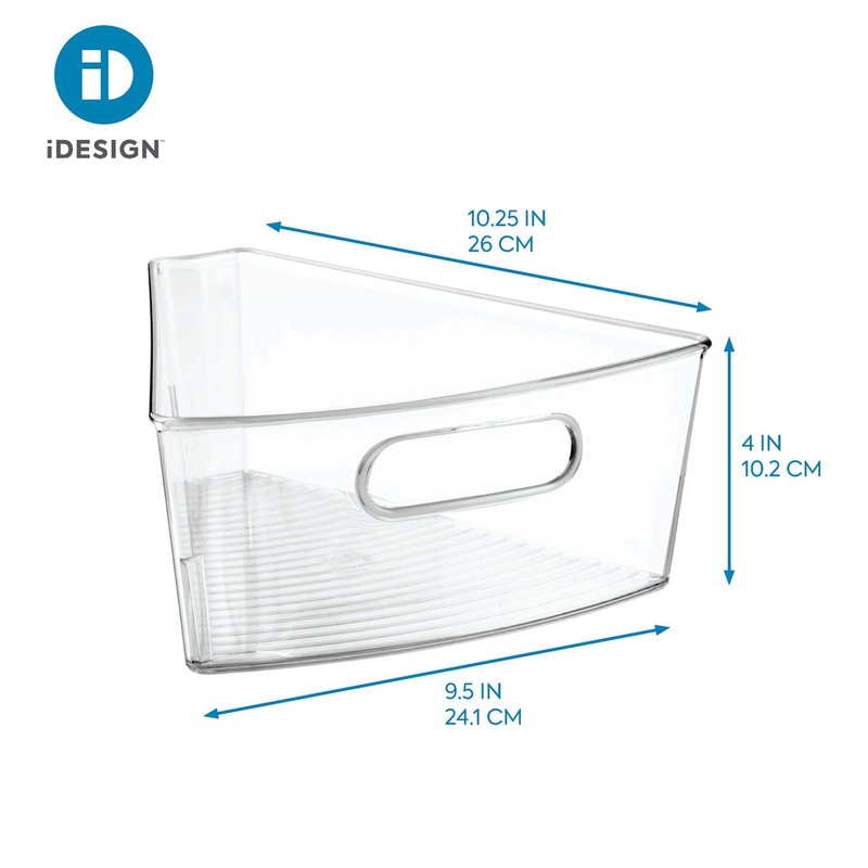 iDesign Plastic Lazy Susan Cabinet Storage Bin, 1/8 Wedge Container for Kitchen, Pantry, Counter, BPA-Free, 10.25" x 9.5" x 4", Clear