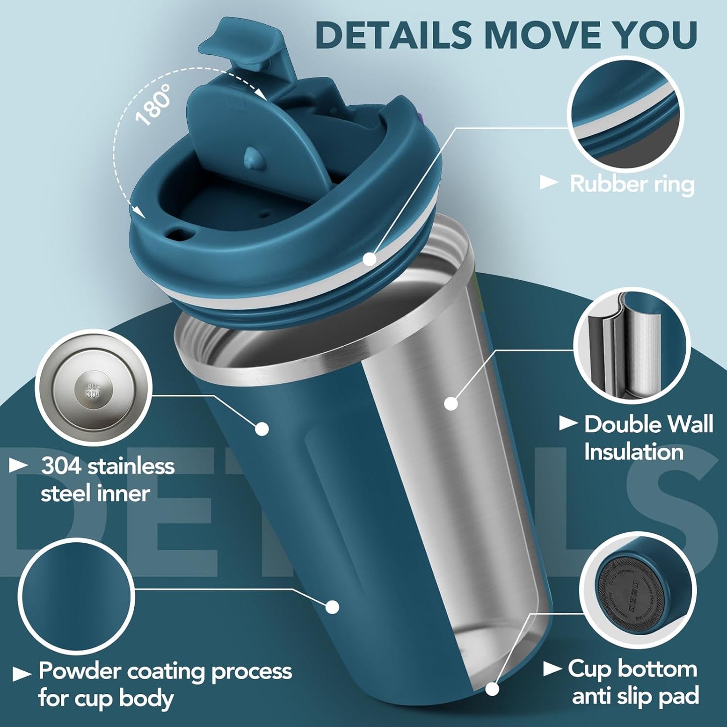 12 oz 8 Pack,Reusable Drinks(Assorted,8 Set) Volhoply Double Wall Insulated Vacuum Travel Coffee Mug with Flip Lid Bulk