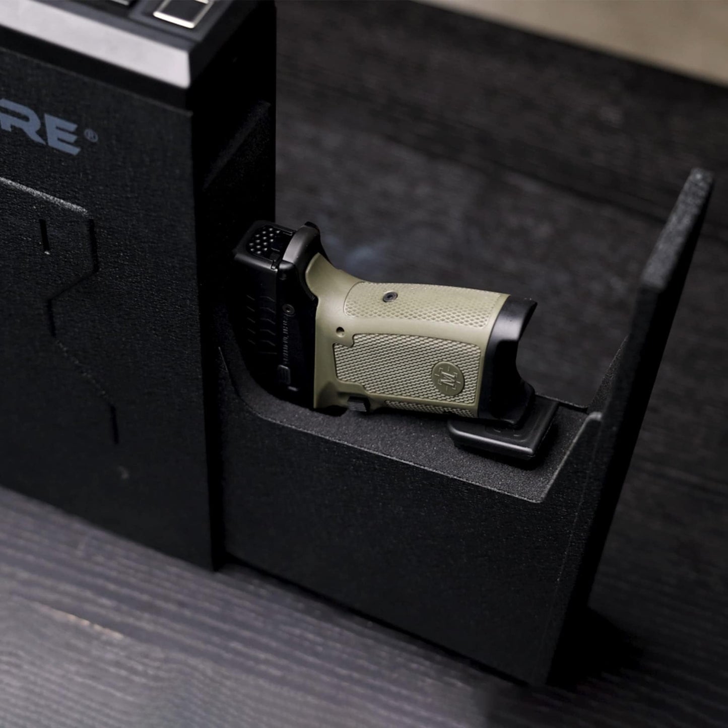 GLORYFIRE Gun Safe Biometric Pistol Safe, Mounted Nightstand Quick Access Handgun Safe and Gun Lock Box for Car, Truck, Desk, Bedside, Wall with Security Fingerprint, Key Access, PIN Code