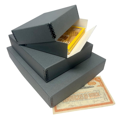Lineco Museum Archival Storage Box, 8.75x10.75x3 in. Drop Front Design. Acid-Free with Metal Edge. Organize Photos, Pictures, Prints, Documents, Crafts, DIY. Gray, 1 Pack