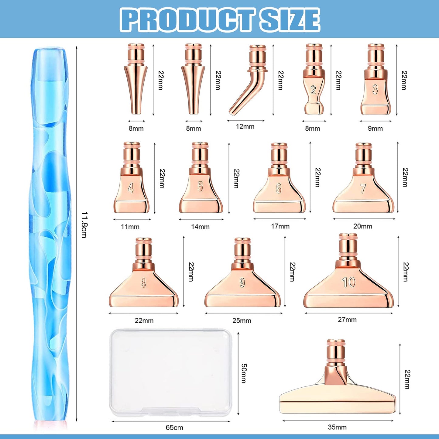 ZYNERY 30 PCS Diamond Painting Pens Kit, 13 PCS Stainless Steel Tip for Diamond Painting Accessories with 12 Clay, Diamond Art Pens 5D Diamond Painting Tools for DIY Craft (Blue)