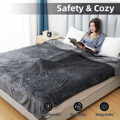 Electric Heated Blanket Full Size 72"x84", Cozy Large Oversized, 5 Heating Levels & 10 Hours Auto Off, Cozy for Bed, Sofa, & Office, Machine Washable, Purple