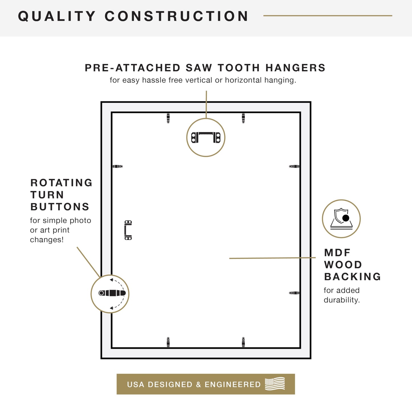 MCS Studio Gallery 16x20 Poster Frame Black Woodgrain Engineered Wood, Vertical & Horizontal Wall Hanging Large Picture Frame for Photos, Posters & Art Prints (1-Pack)