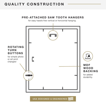MCS Studio Gallery 16x20 Poster Frame Black Woodgrain Engineered Wood, Vertical & Horizontal Wall Hanging Large Picture Frame for Photos, Posters & Art Prints (1-Pack)