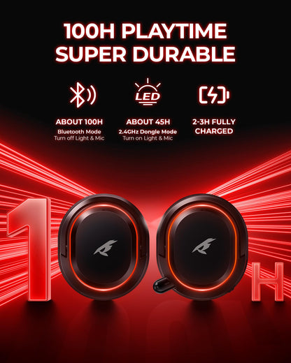 Wireless Gaming Headset， 7.1 Surround Sound， 2.4Ghz USB Gaming Headphones Bluetooth 5.4,100-Hr Noise Canceling Mic RGB Light, Wireless Headset for PC PS5 PS4 Mac Switch，ONLY Wired Mode Suit for Xbox