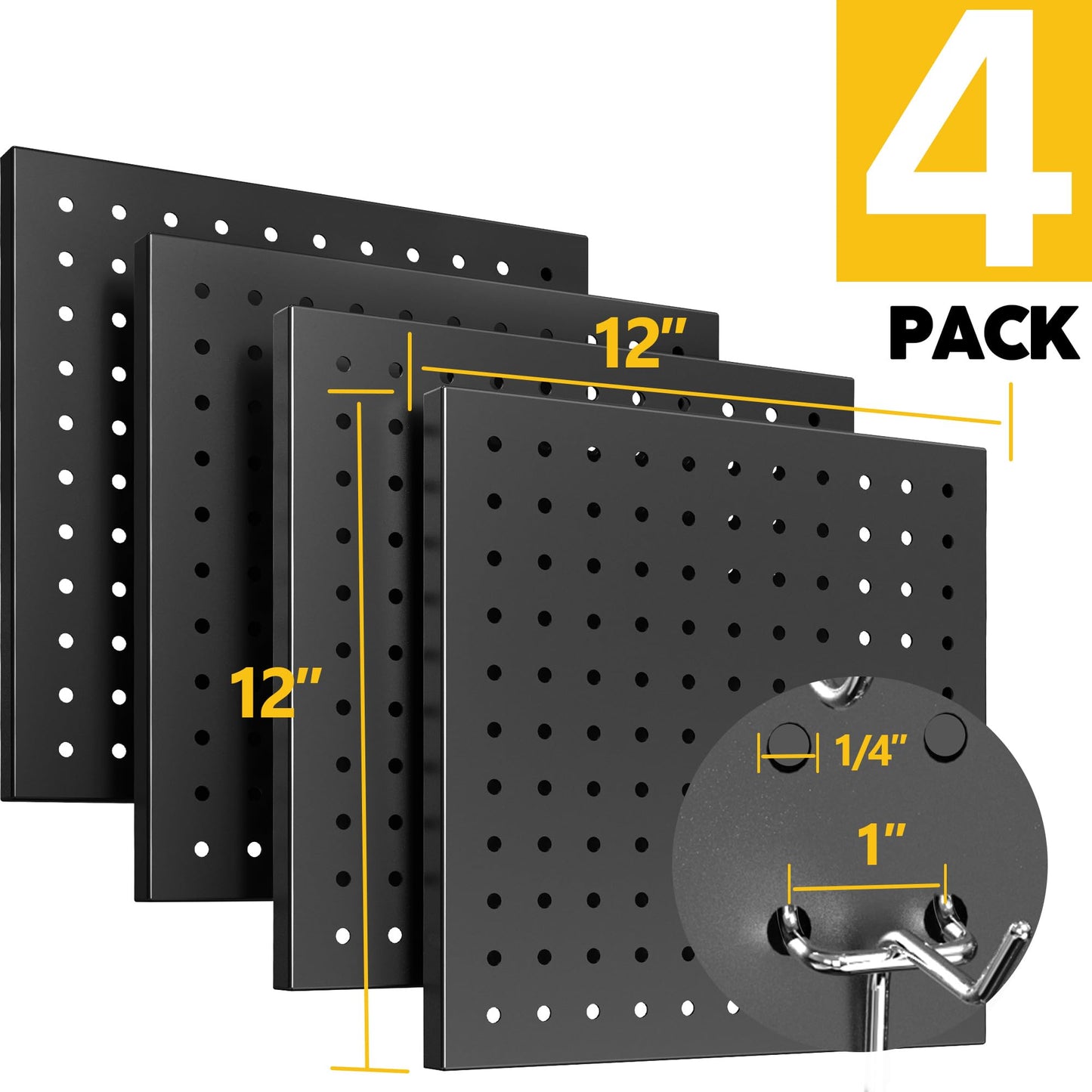 Peg Board - Metal Pegboard with 48 Hooks, Heavy Duty Wall Mount Metal Grid Panel for Garage Organization & Tool Storage, Rustproof, Easy to Install, Compatible with Standard Organizer Accessories