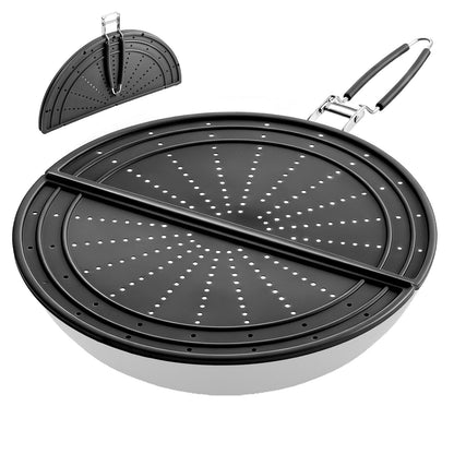 Snowyee Foldable Splatter Screen for Frying Pan, Silicone Grease Splatter Guard Include 3 Different Size 13/11.42/9.84 inch or 33/29 / 25 cm for Kitchen Cooking Pan Cover (1 Piece/Black)