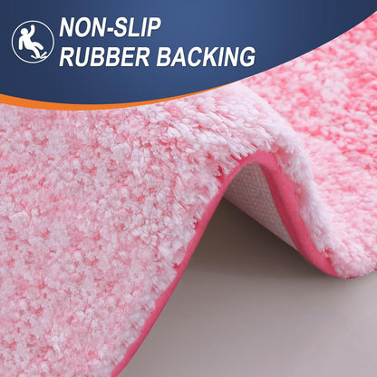 OLANLY Bathroom Runner Rug - Extra Soft Microfiber Mat, Quick Dry & Washable - 59x24, Pink