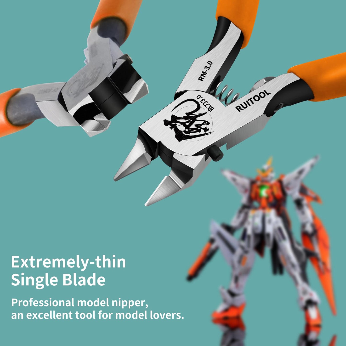 RUITOOL Model Nippers, Gundam Model Tools for Advancers to Repair and Fix Plastic Models, Ultra-thin Single Blade Gunpla Nipper, Non-slip Grip 4.7 Inch Sprue Cutter for Plastic Model Building