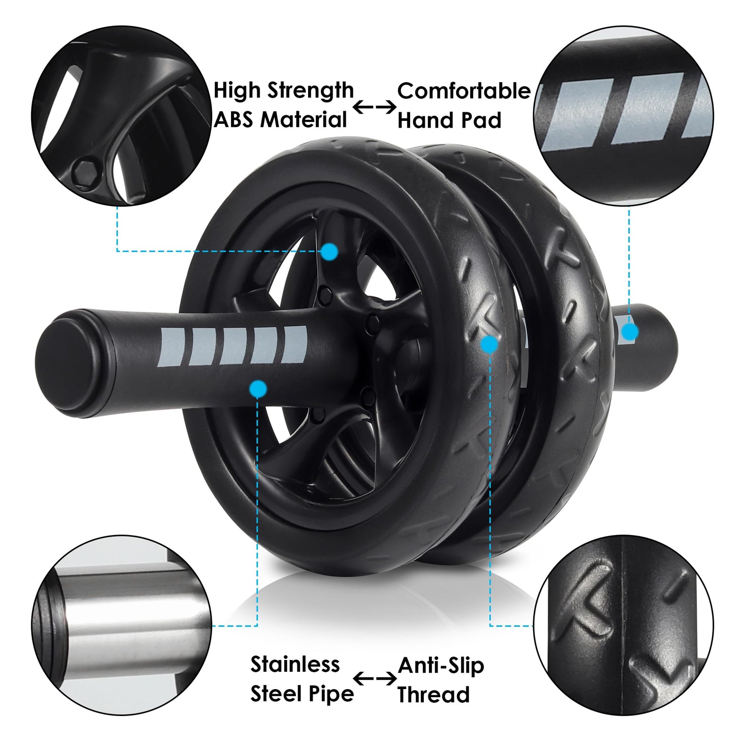 Arespark Ab Roller Wheel, Home Gym Equipment for Core Workout, No Noise Exercise Wheels with Knee Pad, Fitness Training Wheel Abs Workout Equipment for Sports