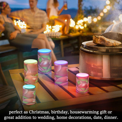 Eionryn Red Apples Leaves Flameless Candles Summer Autumn Fruits Battery Operated LED Candles with Remote Timer Electric Candles for Home Party Decor 2pcs