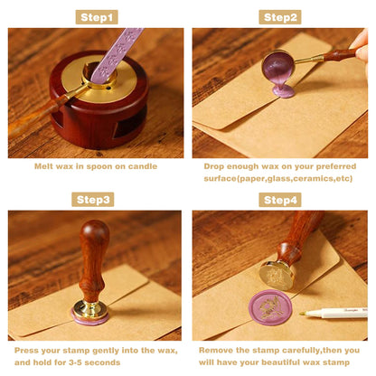 Wiccan Wax Seal Stamp Set, Pagan Pentagram Moon Phases Sealing Stamp Head, Vintage Evil Eye Triple Moon Pentacle and Sun Bottle Pattern Kit with Gift Box for Letter Envelope Witchcraft Invitation Card