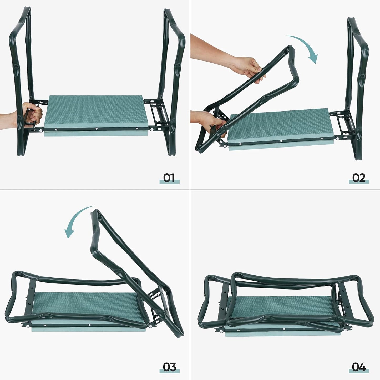 Pouch,1 Set HomGarden Upgraded Folding Garden Kneeler Seat Bench Stool w/Thicken & Widen Soft Kneeling Pad, Portable