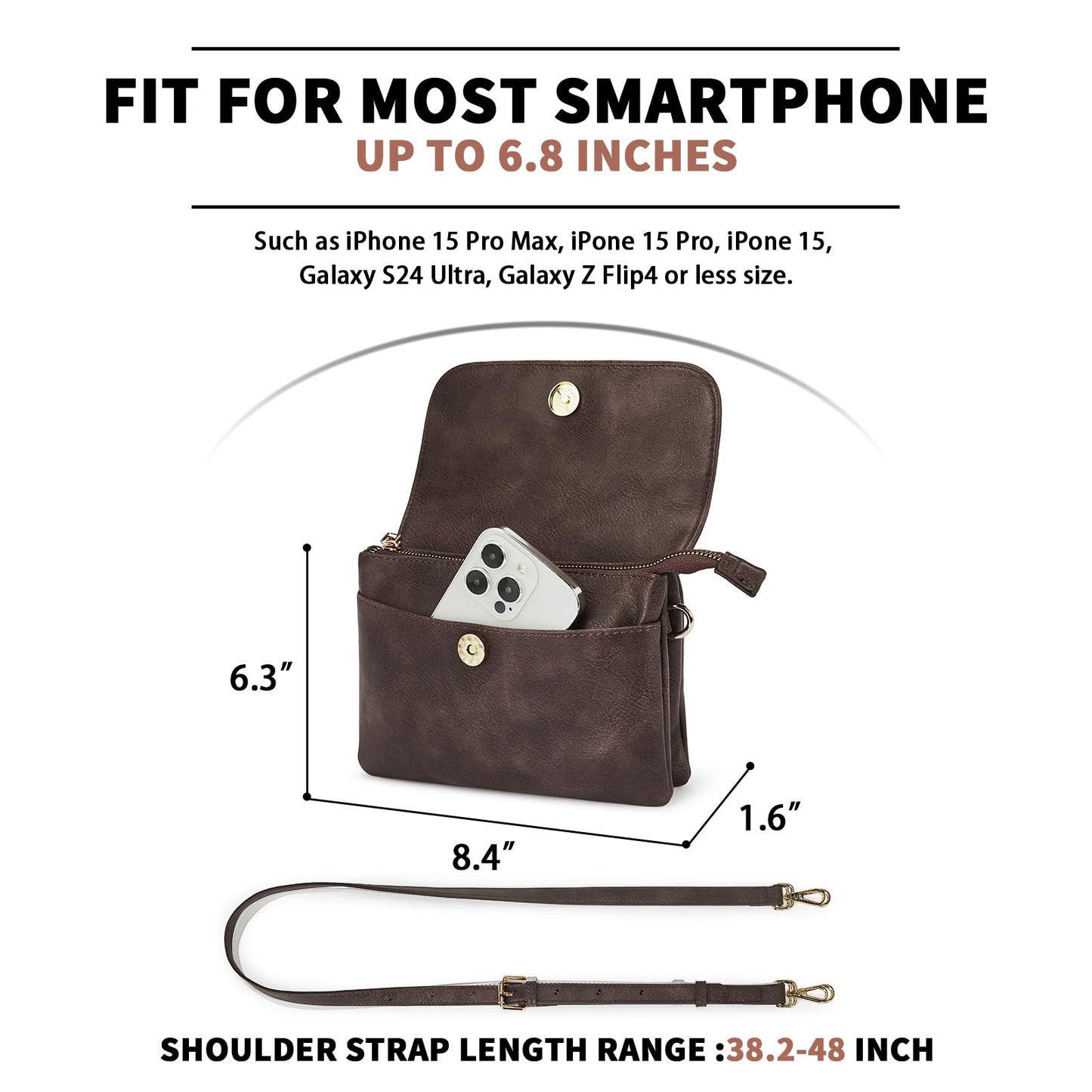 CHOLISS Small Crossbody Bags for Women, Vegan Leather Cell Phone Purse, Mini Travel Purse with Adjustable Strap