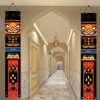 Saoplasa 2PCS Halloween Nutcracker Porch Banners 71 x 12 Inch Pumpkin Skeleton Door Decorations Scary Soldier Hanging Signs for Spooky Front Entryway Party Wall Decor Haunted House Yard Display
