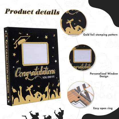 Pasimy Graduation Scrapbook Kit A4 Photo Album 60 Pages Removable DIY Memory Scrap Book Grad Picture Album with Stickers Holds 4x6 5x7 8x10 Pictures for Grad Class of 2026 Graduation Gifts(Classic)