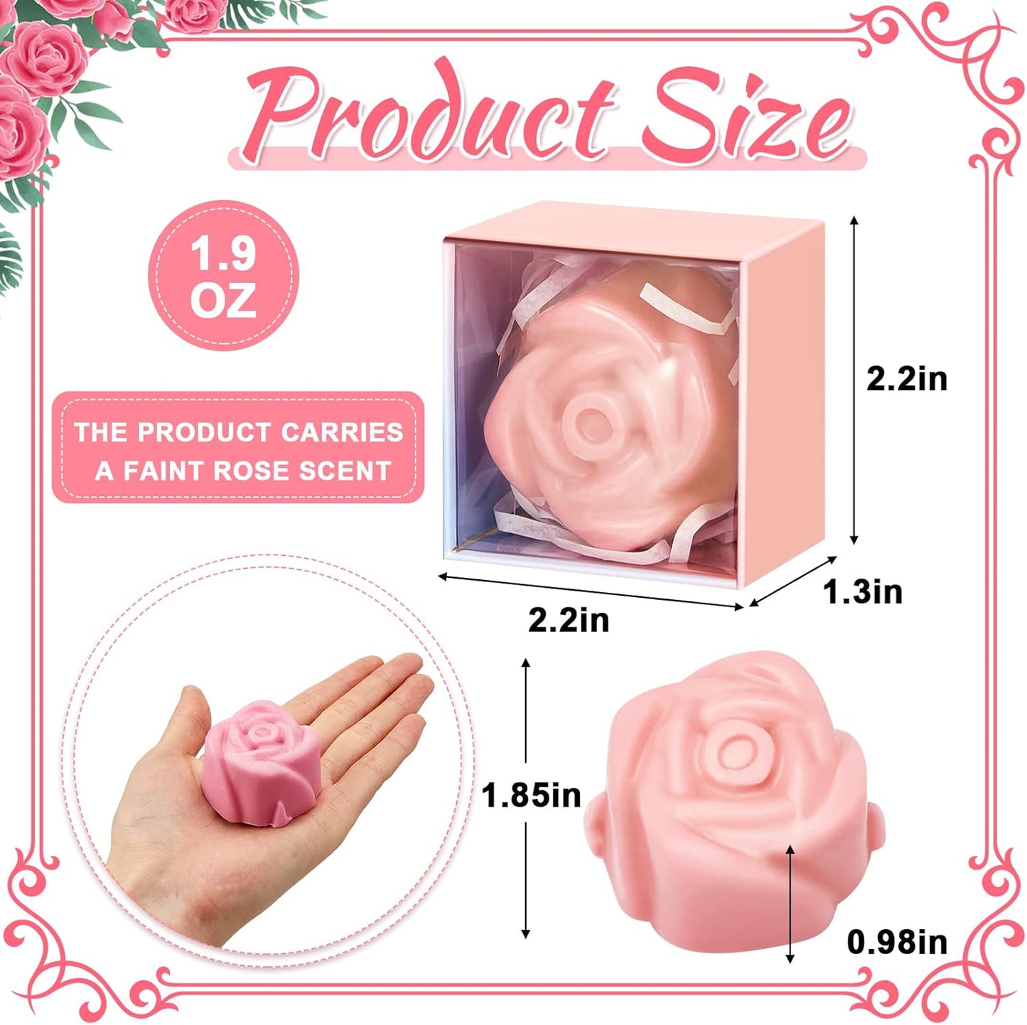 24 Loopeer Pcs Rose Soap Favors for Wedding Bridal Shower Mini Flower Shaped Scented Soap Guest Gift Bulk with Box