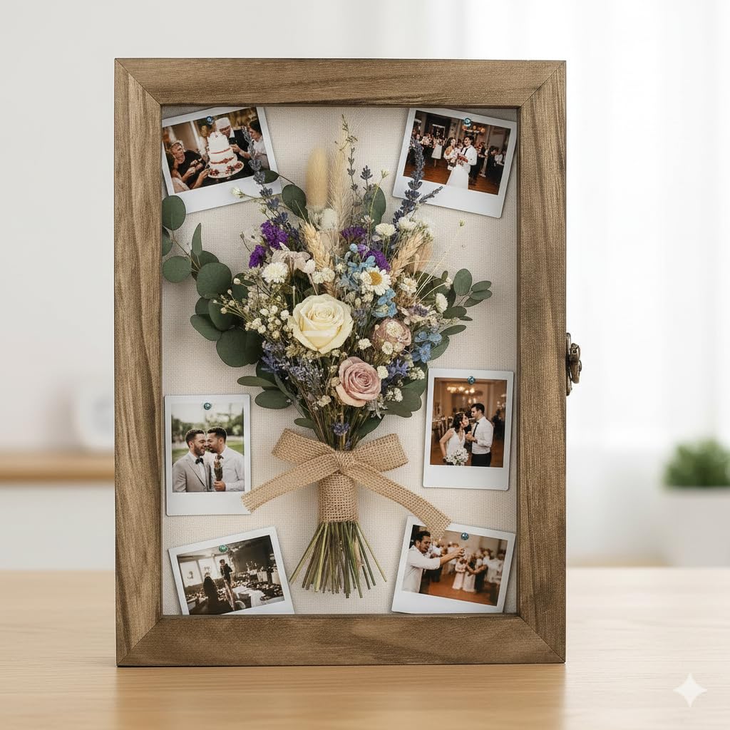TJ.MOREE Shadow Box Frame 8 x 10 Shadowbox Display Case Picture Frame with Linen Back Memorabilia Bouquet Medals Military Photos Memory Box