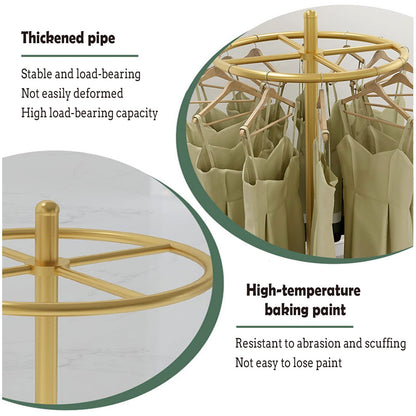 Round Garment Rack, Floor Standing Rotatable Clothing Rack, Portable Retail Display Stand for Hanging Clothes Bedrooms Boutiques Commercial Shop Laundry Room