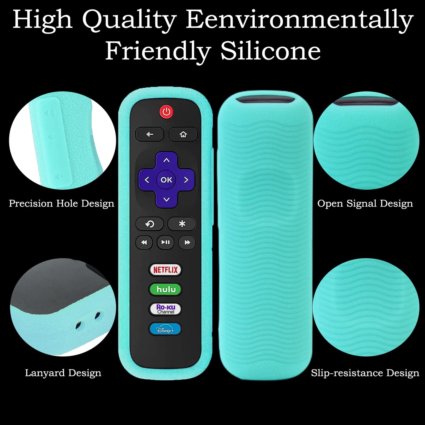 Silicone Protective Controller Cover fits for Roku TV Voice Remote | Element Roku | Westinghouse Roku TV Controller Cover,Glow in The Dark