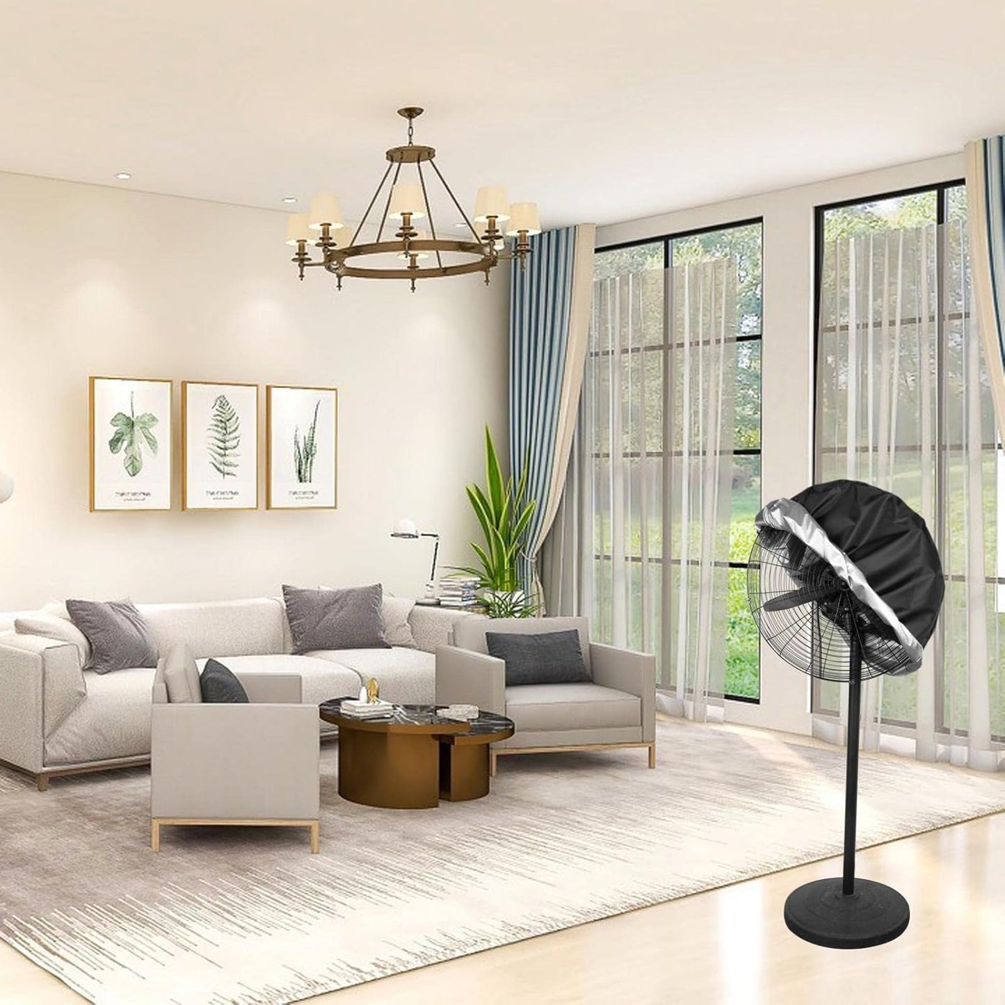 Industrial Heavy Duty Outdoor Floor Fan, Waterproof Dustproof Cover
