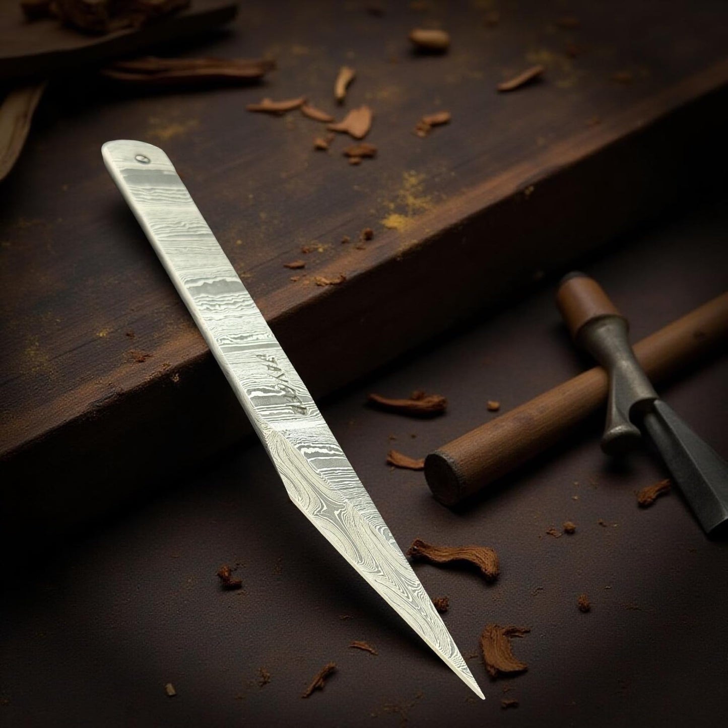 Handmade Kiridashi Knife – Precision Japanese Marking Tool – Damascus Steel Blade – Compact Craft & Carving Knife for Woodworking, Leatherwork, DIY & Artisan Use