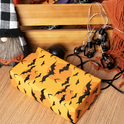 LeZakaa Halloween Wrapping Paper Roll - Mini Roll - Pumpkin with Boo Letters/Bat/Spider Web Print for Gift Wrap, DIY Craft - 17 x 120 inches - 3 Rolls (42.5 sq.ft.ttl.)