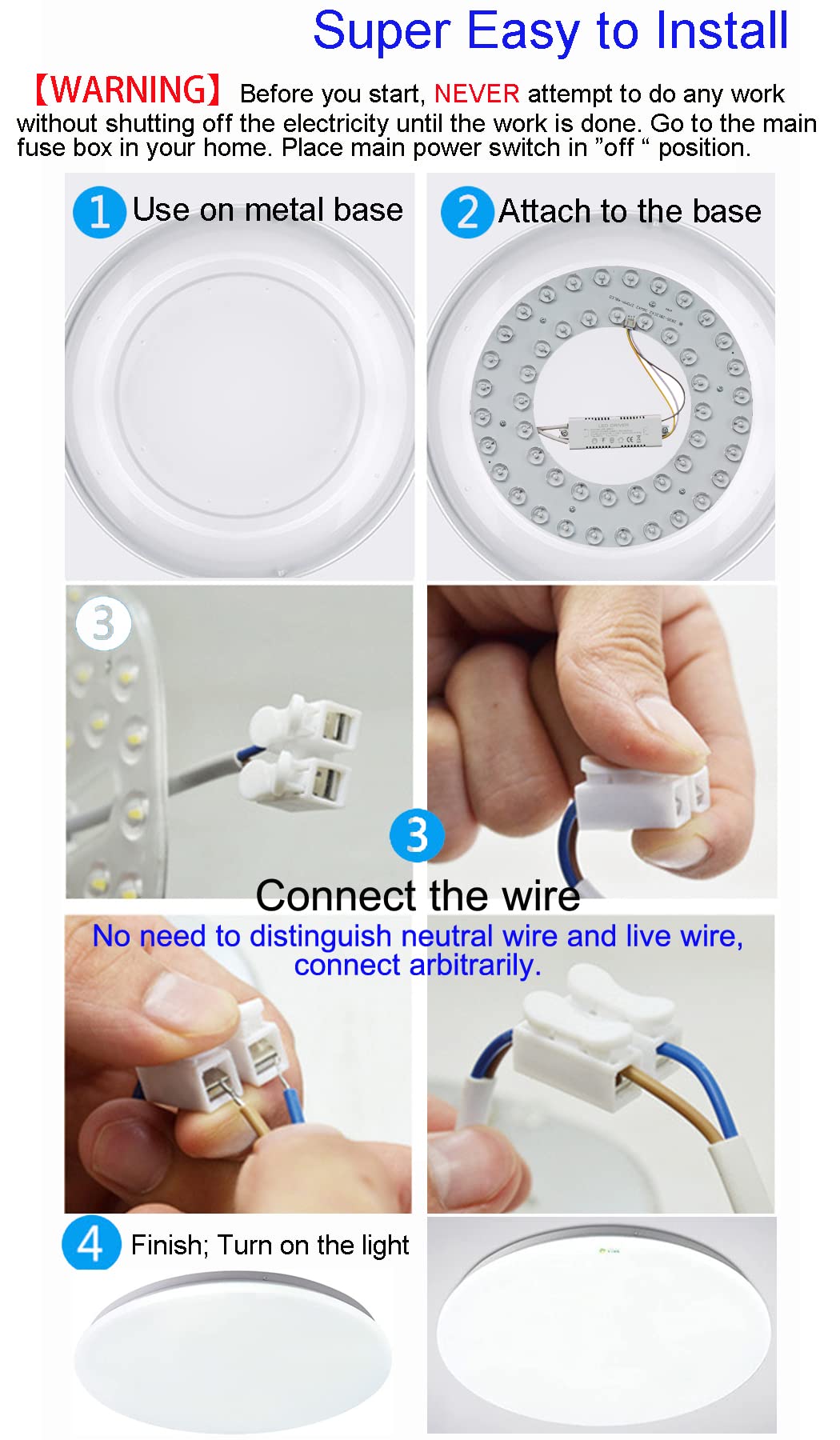 OLYMSTAR 36W 3 Color Temperature LED Flush Mount Ceiling Fan Light Kit Replacement LED Light Board Panel,Retrofit LED Light Engine