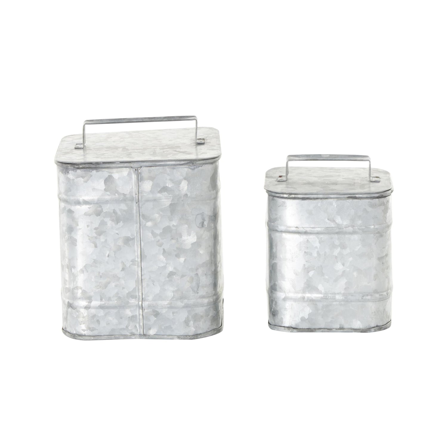 Deco 79 Metal Decorative Canisters Decorative Containers, Set of 2 Decorative Keepsake Boxes 8", 7"H, Silver