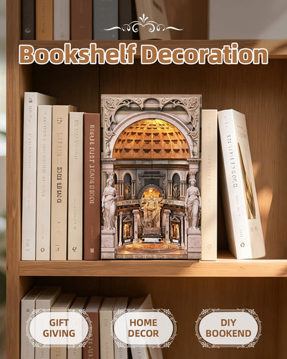 MiniCity DIY Book Nook Kit for Adults, 3D Wooden Puzzle Booknook Miniature House Kit (Pantheon)