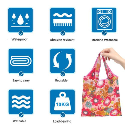 6 Pcs Reusable Shopping Bags Foldable, Machine Washable Shopping Grocery Bags in Pocket , Eco-Friendly Travel Recycle Shopping Bags, Waterproof Pouch Tote Bags for Daily Shopping Supplies load