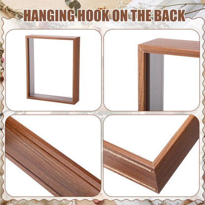 Wenqik 4 Pack 8 x 10 Shadow Box Frame Transparent Shadowbox Display Case Wood Deep Picture Frame with Soft Felt Back for Photos Dried Flowers Memorabilia Handicrafts Keepsake(Walnut)