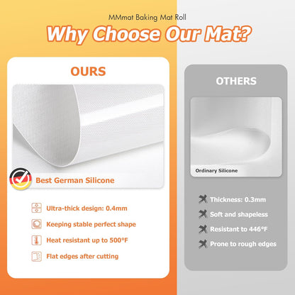 Silicone Baking Mat Roll, Best German Silicone Non-Slip Pastry Mat, Reusable Oven Liner, 12IN x 8FT