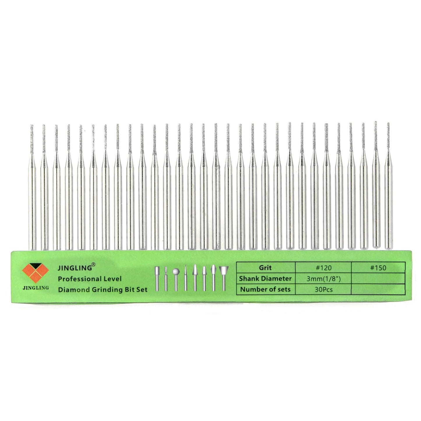 JINGLING 30 Pcs 1mm Diamond Drill Bits for Stone Ceramic Glass Lapidary Supplies 1/8 inch Shank for Dremel Tool Jewelry Making Kit