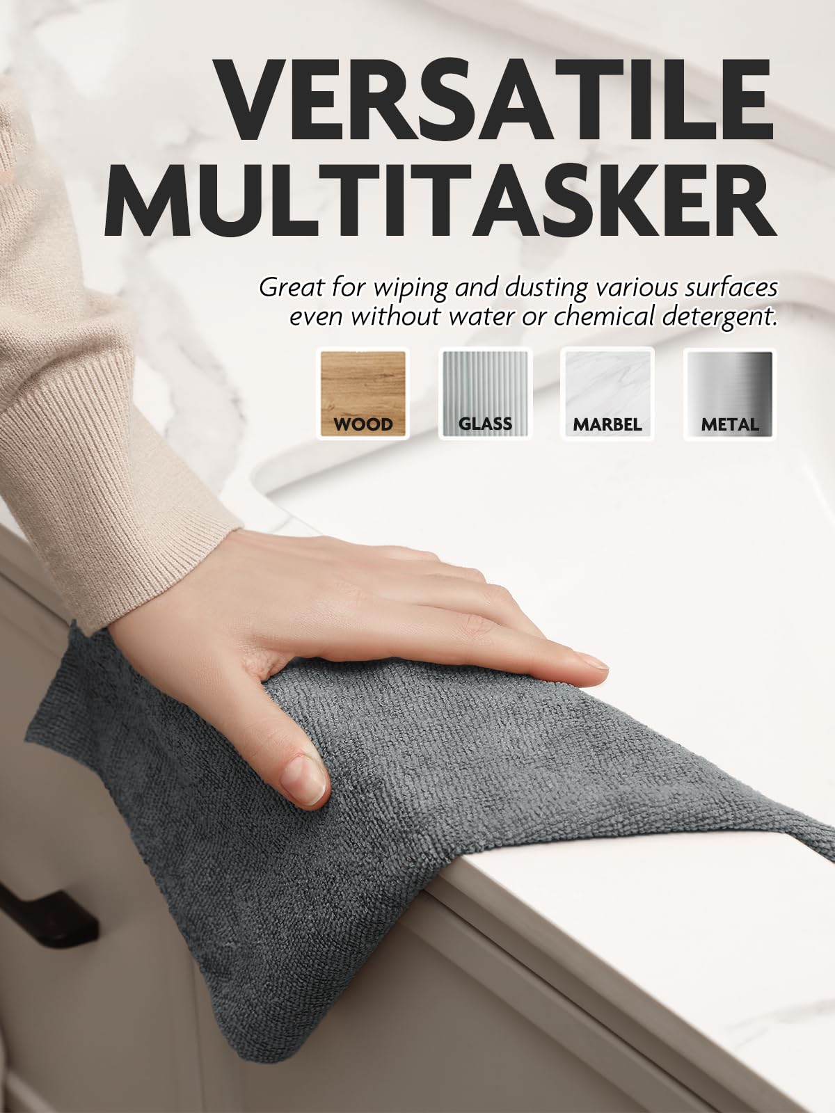 Fantasticlean Microfiber Cleaning Cloth Roll -75 Pack, Tear Away Microfiber Towels, 12" x 12", Reusable, Washable, Scratch Free, Ultra Absorbent for All-Around Cleaning Supplies (DimGray)